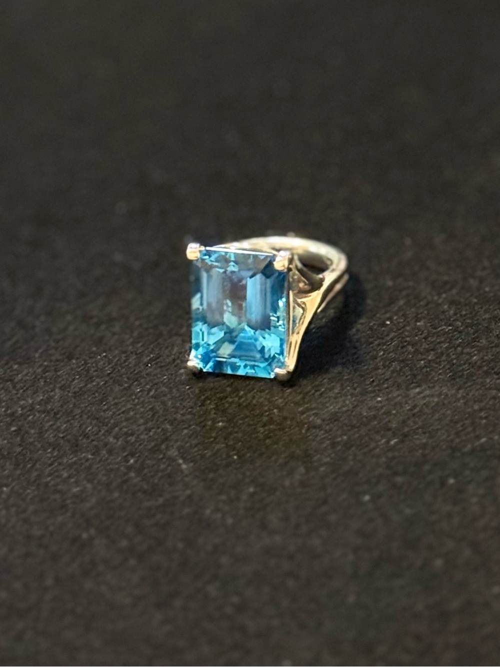 13x18mm Emerald Cut Aquamarine 925 Sterling Silver Statement Ring Sz 6.75